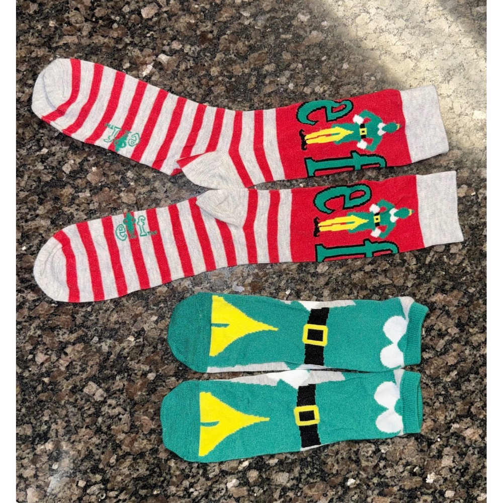 Christmas Sock Bundle Buddy the Elf Striped Crew & Ankle Socks 2 Pair